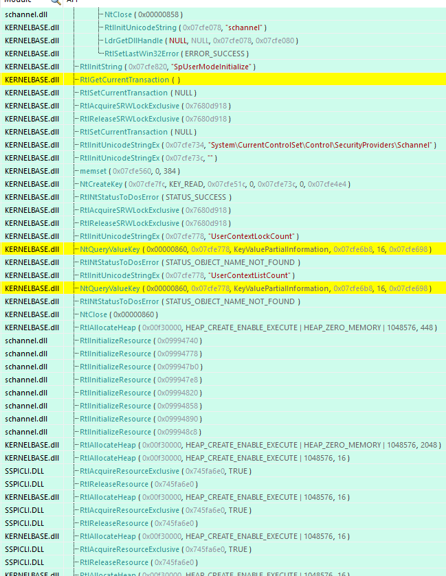 Следы Schannel в API Monitor